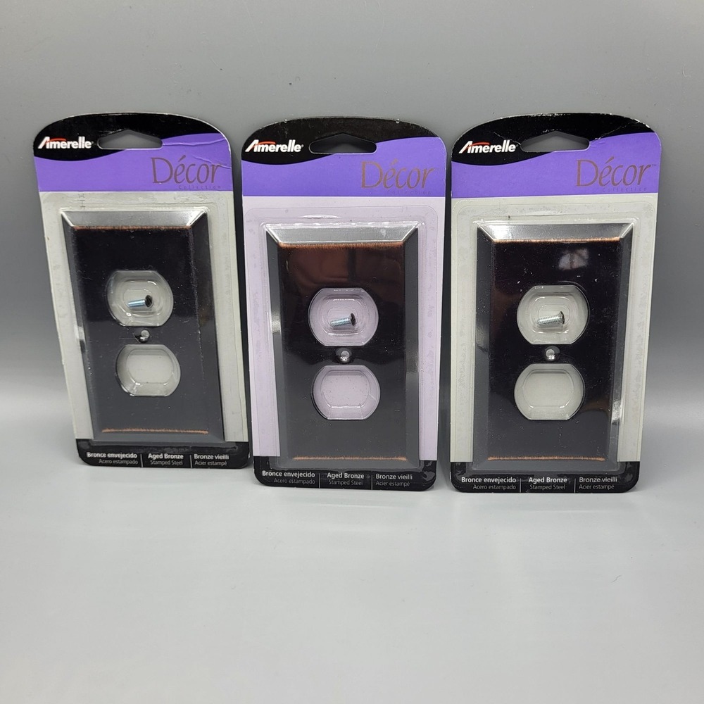3 Amerelle Décor Double Duplex Outlet Wall Plates Aged Bronze Finish Sealed